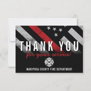 Carte De Remerciements Pompier Service d'incendie Drapeau Premier réponde