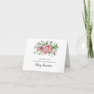 Carte De Remerciements Pony rose Floral 50e anniversaire Photo