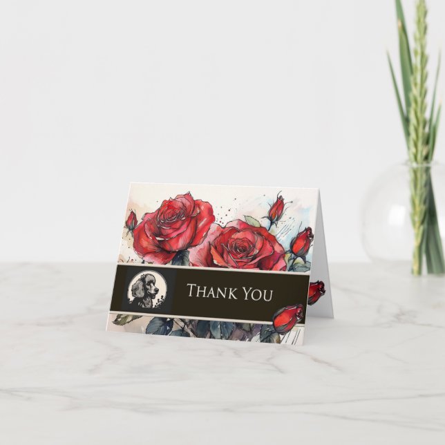 Carte De Remerciements Poodle and Roses Thank You Card (Devant)