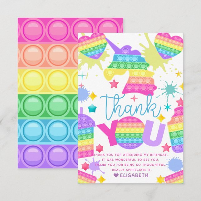 Carte De Remerciements Pop It Anniversaire Personnalisé (Devant / Derrière)