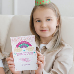 Carte De Remerciements Pop It Birthday parties scintillant arc-en-ciel pe