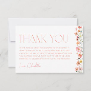 Carte De Remerciements Poppies Fleurs sauvages de Fêtes des mariées flora