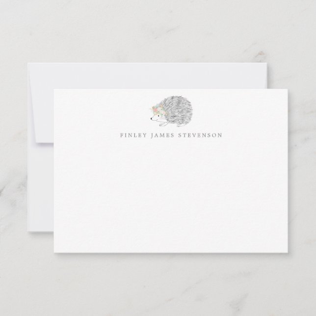 Carte De Remerciements Porcupine florale simple Papier à lettres personna (Devant)
