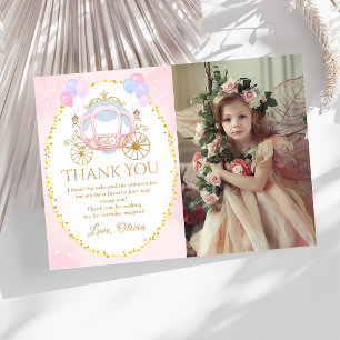 Carte De Remerciements Porte-Princesse Rose Photo Anniversaire