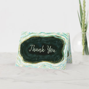 Carte De Remerciements Porte turquoise Vert & Or Photo de mariage personn
