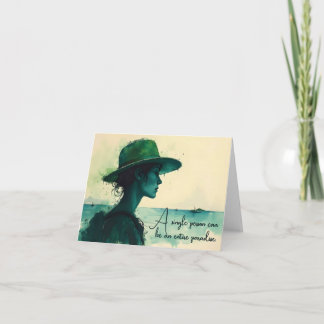 Carte De Remerciements Portrait à l'aquarelle vintage d'une femme au bord