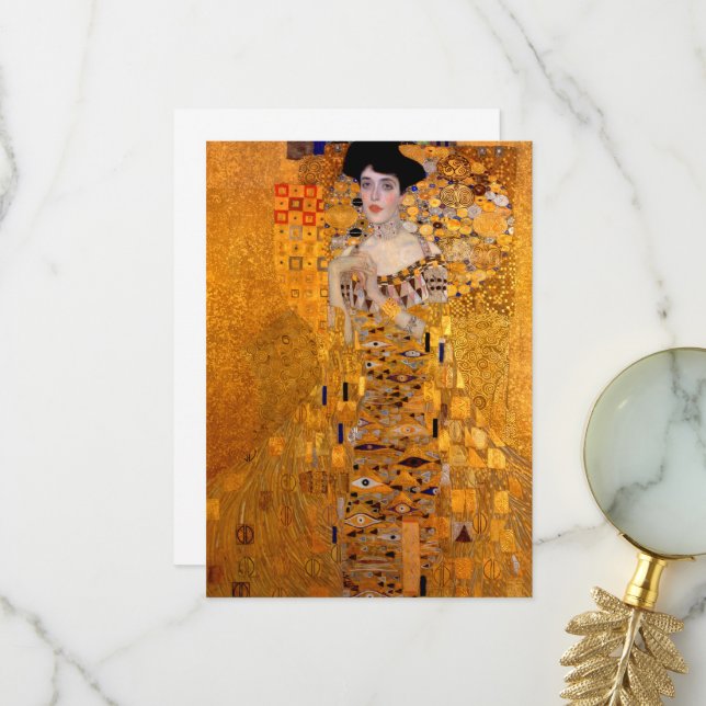 Carte De Remerciements Portrait d'Adele Bloch-Bauer I par Klimt (Devant/Arrière en situation)
