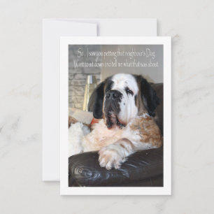 Carte De Remerciements Portrait de chien drôle de Saint Bernard