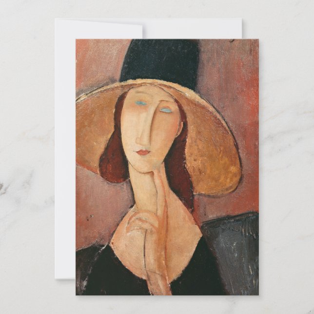 Carte De Remerciements Portrait de Jeanne Hebuterne dans un grand casquet (Devant)