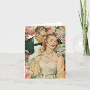 Carte De Remerciements Portrait de mariage vintage, mariée rétro et chamb