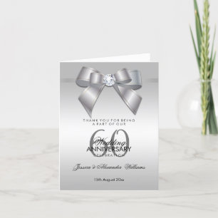Carte De Remerciements Posh Gem Bow & Ribbon 60e anniversaire de Mariage