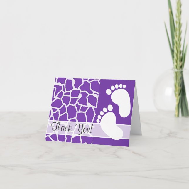 Carte De Remerciements Poster de animal pourpre de girafe de raisin (Devant)