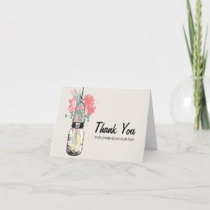 Carte De Remerciements Pot de maçon rempli de Wilflowers