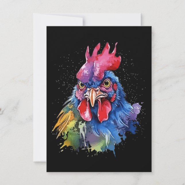 Carte De Remerciements Poulet Coq de Campagne Style Aquarelle (Devant)