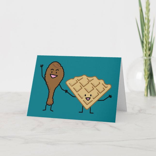 Carte De Remerciements Poulet et gaufres Cuisine américaine et méridional (Devant)