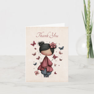Carte De Remerciements Poupée de Fée Fantaisiste Rétro Mignonne