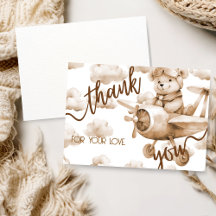 CARTE DE REMERCIEMENTS POUR BABY SHOWER NEUTRE AVE