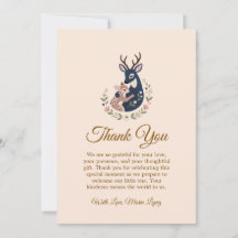 Carte de remerciements pour bébé cerf et maman bab