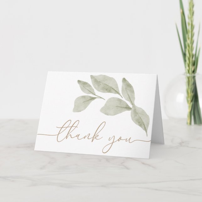 Carte de remerciements pour bébé Eucalyptus Neutre (Devant)