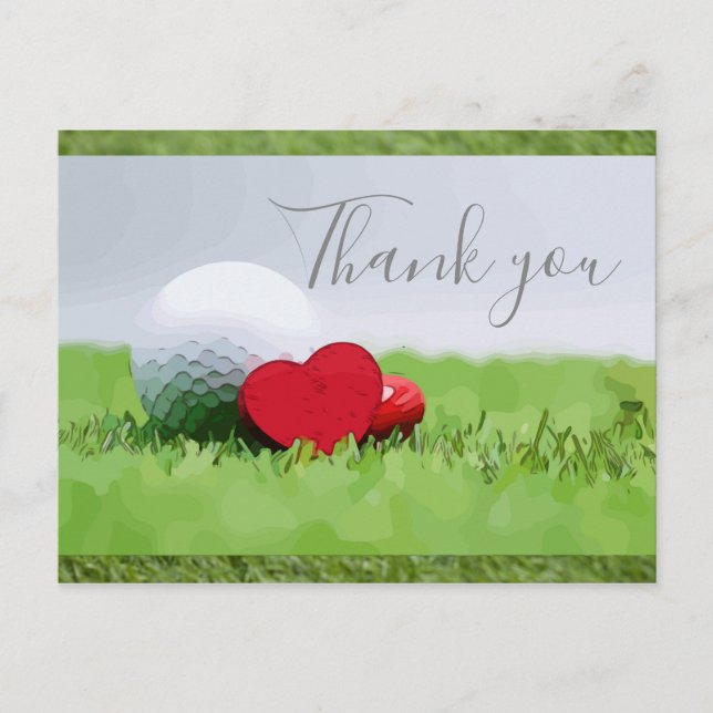 Carte de remerciements pour golfeur avec balle de  (Devant)