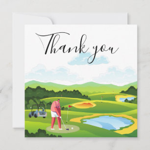 Carte de remerciements pour golfeur avec drapeau e