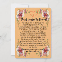 Carte de remerciements Pour L'Envoi De Fleurs Aprè