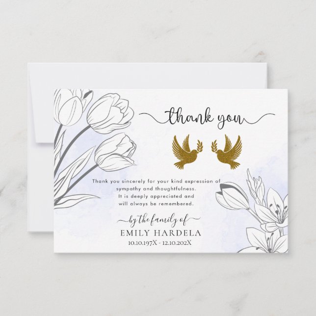 Carte de remerciements pour les funérailles floral (Devant)