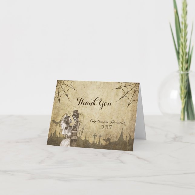 Carte de remerciements pour mariage Halloween avec (Devant)