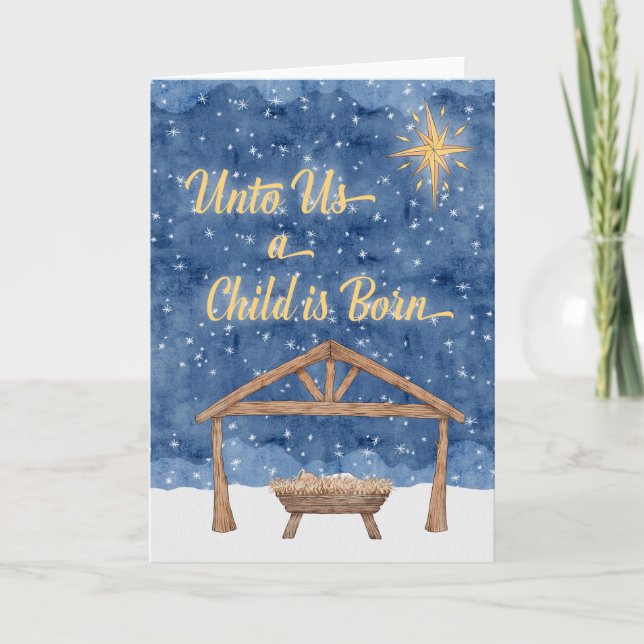 Carte De Remerciements Pour nous un enfant est né Noël Nativité (Devant)