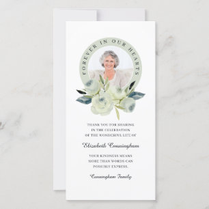 Carte De Remerciements Pour toujours dans nos coeurs Photo Floral Memoria