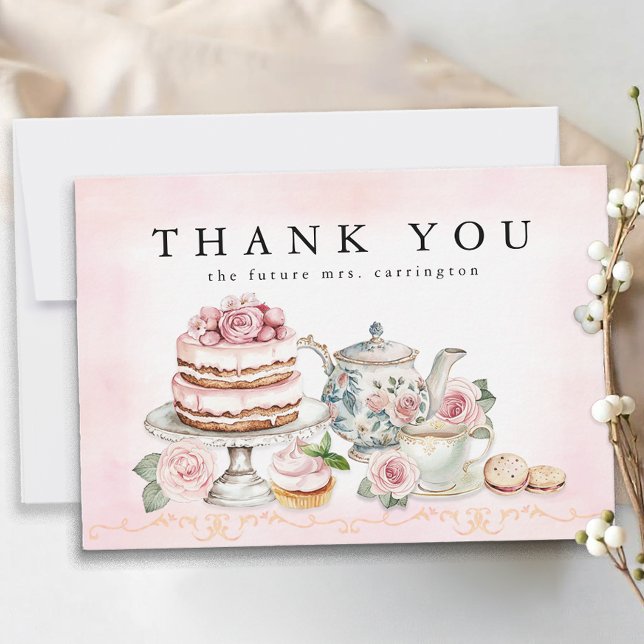 Carte de Remerciements pour une Baby Shower sur le (Tea Party Thank You Card)