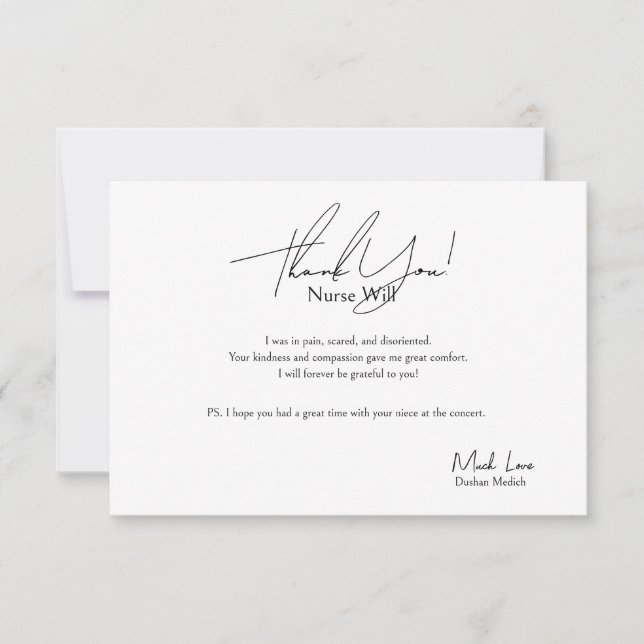Carte de remerciements Pour Une Infirmière (Devant)