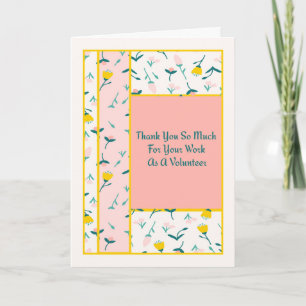 Carte de remerciements pour volontaire avec fleurs