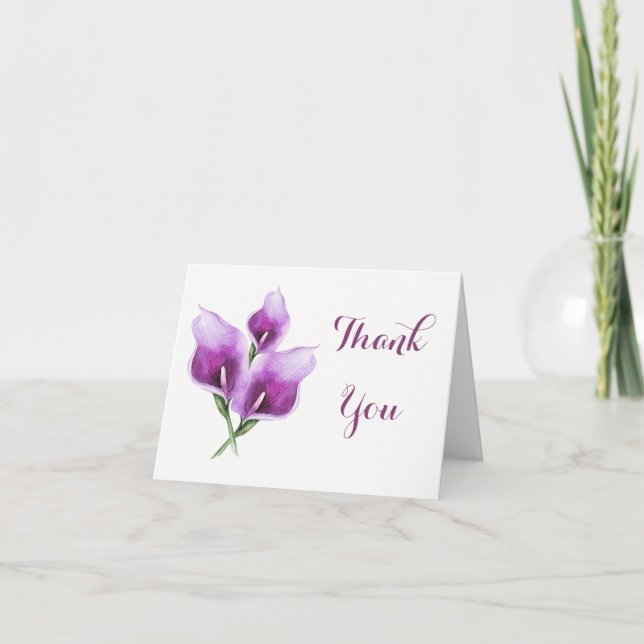 Carte de remerciements pourpre de zantedeschia (Devant)