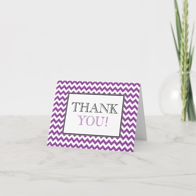 Carte de remerciements pourpre et blanc de Chevron (Devant)