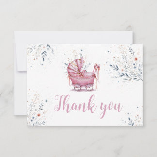 Carte De Remerciements Poussette Rose