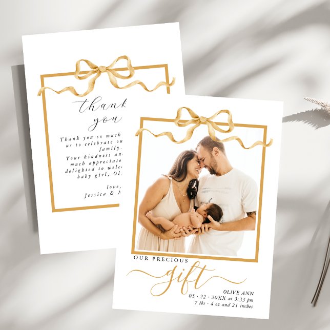 Carte De Remerciements Précieux Cadeau Élégant Baby shower photo (Créateur téléchargé)