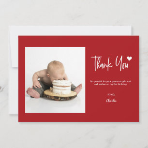Carte De Remerciements Premier Anniversaire avec Photo Personnalisée Mode