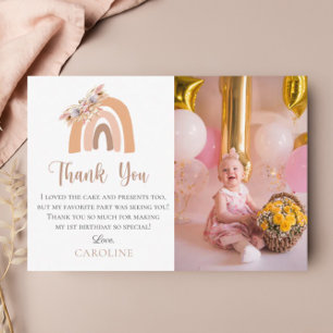 Carte De Remerciements Premier Anniversaire Bohème Floral Arc-en-Ciel Pas