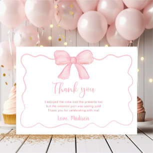 Carte De Remerciements Premier anniversaire de la Bow rose