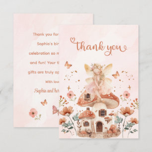 Carte De Remerciements Premier anniversaire de la fille aux champignons d