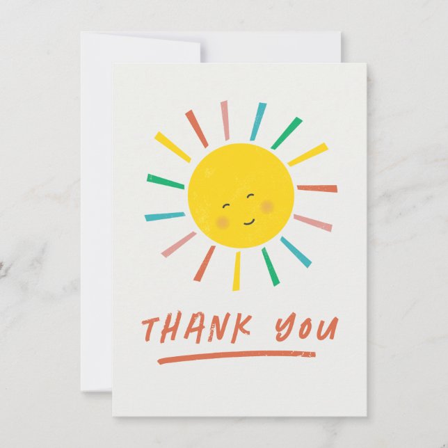 Carte De Remerciements Premier Tour Autour du Soleil Enfants Anniversaire (Devant)