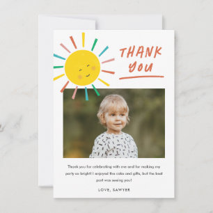 Carte De Remerciements Premier Tour Autour du Soleil Enfants Photo Annive