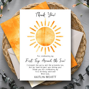 Carte De Remerciements Premier Voyage Autour Du Soleil 1Er Anniversaire