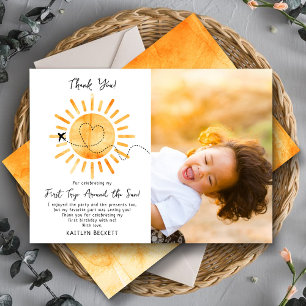 Carte De Remerciements Premier voyage autour du soleil 1er anniversaire P