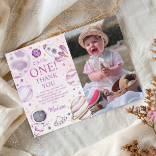 Carte De Remerciements Premier Voyage Autour Du Soleil Girl Space 1er Ann