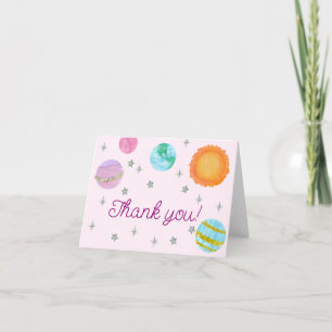 Carte De Remerciements Premier Voyage Rose Autour Du Soleil Girl 1er Anni