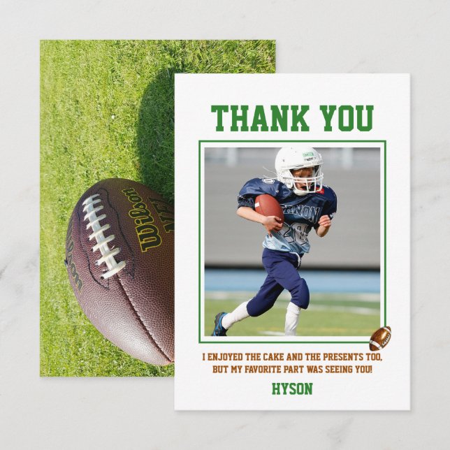 Carte De Remerciements Première année | Football 1er anniversaire (Devant / Derrière)