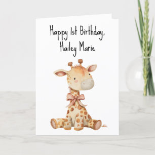 Carte De Remerciements Première Anniversaire Stuffed Toy Giraffe Personna