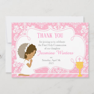 Carte De Remerciements Première communion de filles afro-américaines "Mer